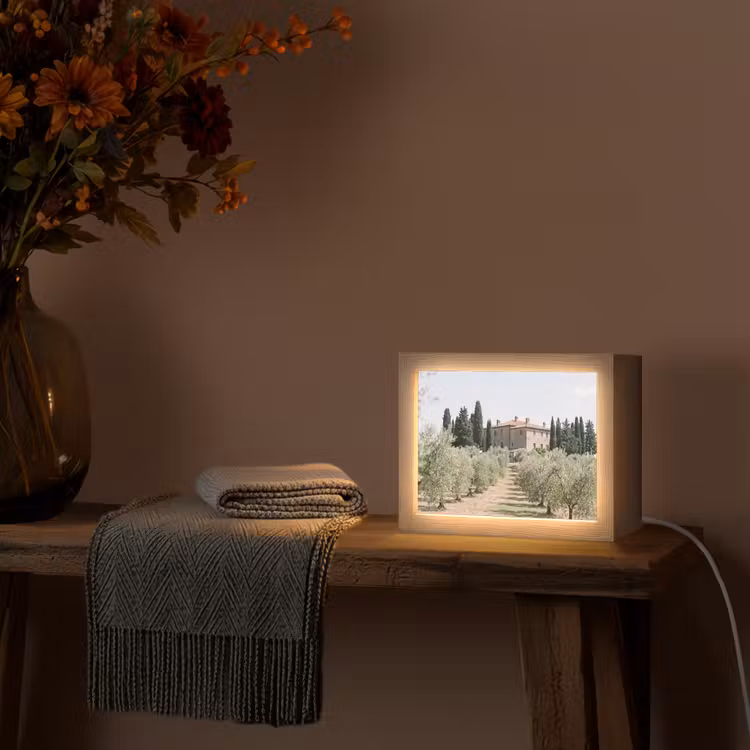 Lightbox - Wandleuchte - Landhaus – Olivenbaum – Obstgarten - Landhuis - olijfboom - gaard Light Box met kabel (Wandlamp) klein