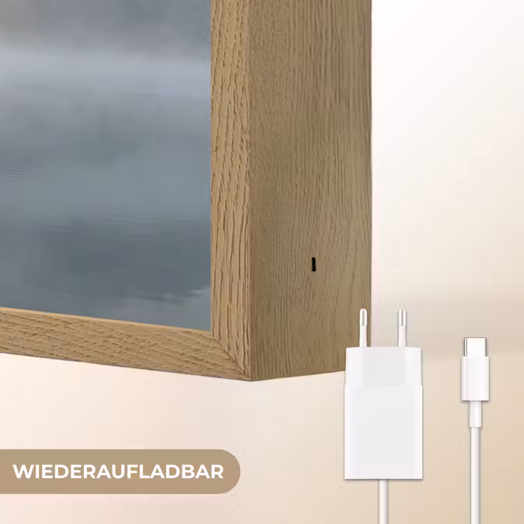 Landschap - Bergen - Mist - Water - Natuur Light Box met batterij (Wandlamp) middel -USP_websiteoplaadbaarDE