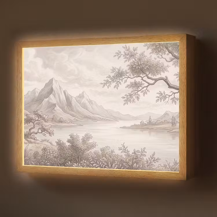 Landschap - Bergen - Meer - Natuur Light Box met batterij (Wandlamp) middel -z3d_website