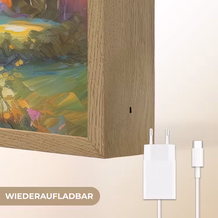 Landschap - Kleurrijk - Olieverf - Kunst Light Box met batterij (Wandlamp) middel -USP_websiteoplaadbaarDE