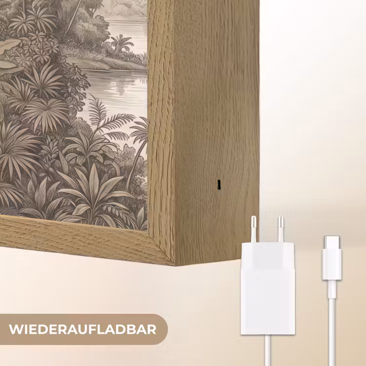 Landschap - Rivier - Boot - Tropisch - Vintage Light Box met batterij (Wandlamp) middel -USP_websiteoplaadbaarDE