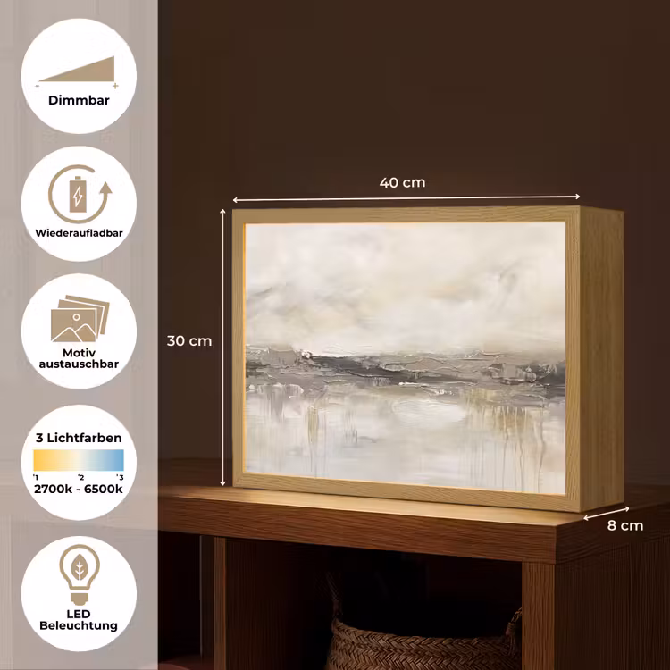 Landschap - Horizon - Natuur - Abstract - Neutraal Light Box met batterij (Wandlamp) middel -USP_websiteoverzichtDE