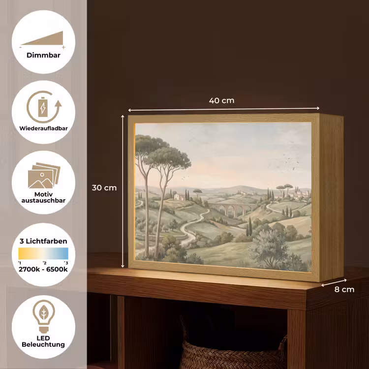 Landschap - Heuvels - Zandpad - Groen Light Box met batterij (Wandlamp) middel -USP_websiteoverzichtDE