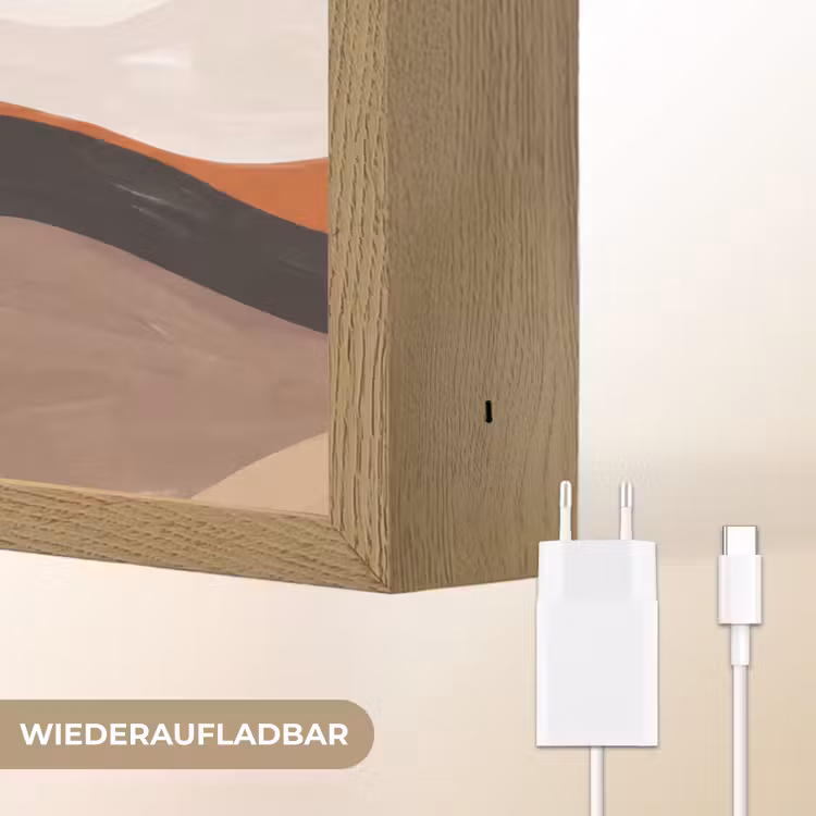 Landschap - Heuvels - Zon - Abstract - Oranje Light Box met batterij (Wandlamp) middel -USP_websiteoplaadbaarDE