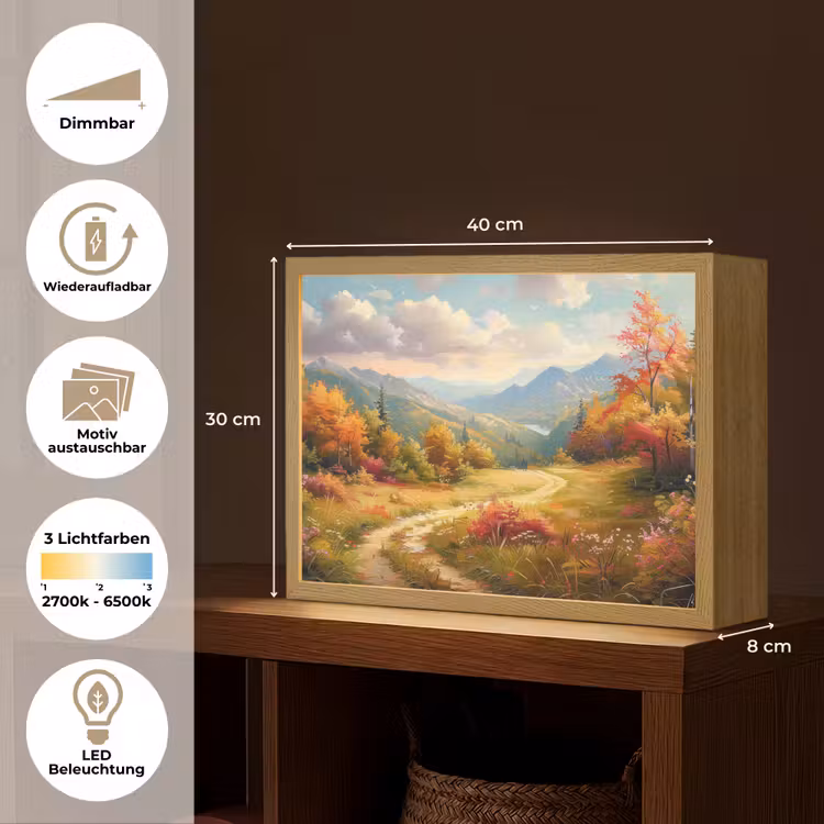 Landschap - Illustratie - Natuur Light Box met batterij (Wandlamp) middel -USP_websiteoverzichtDE