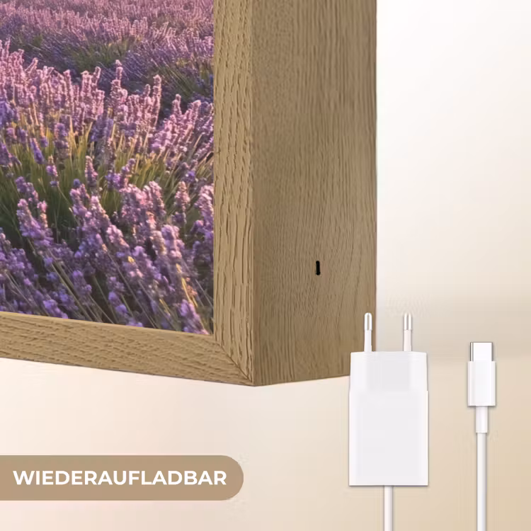 Landschap - Lavendelveld - Paars Light Box met batterij (Wandlamp) middel -USP_websiteoplaadbaarDE