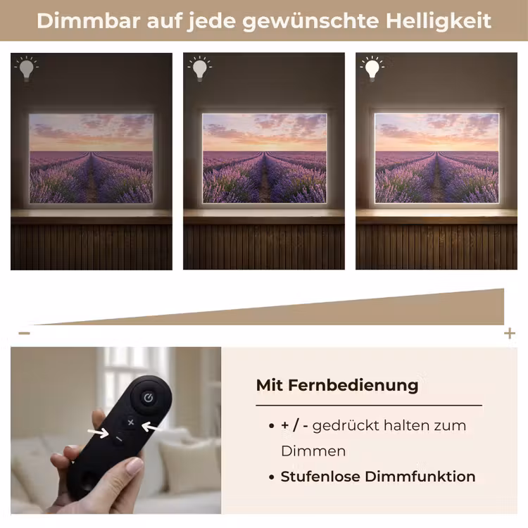 Landschap - Lavendelveld - Paars Light Box met batterij (Wandlamp) middel -USP_dimbaarDE