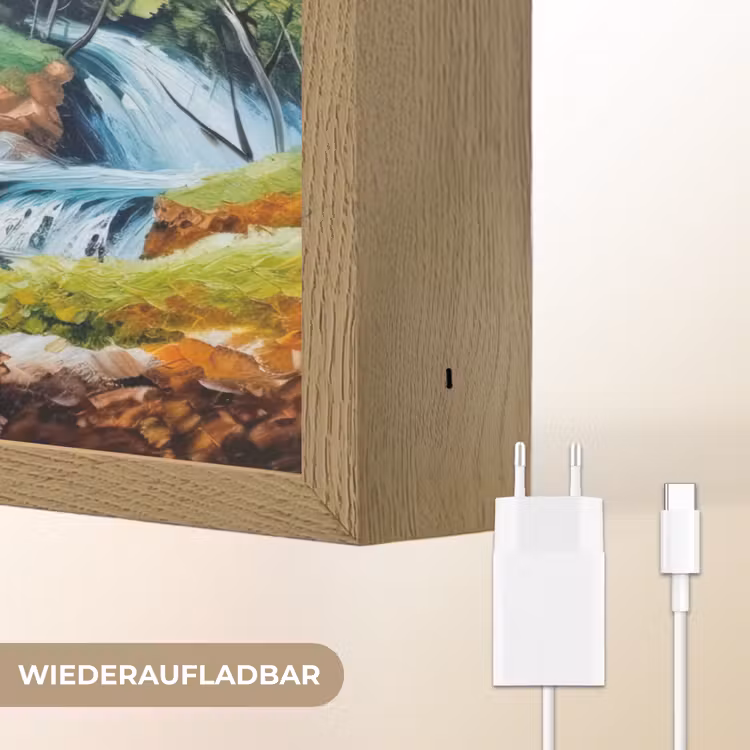 Landschap - Schilderij - Huis - Kunst - Herfst Light Box met batterij (Wandlamp) middel -USP_websiteoplaadbaarDE