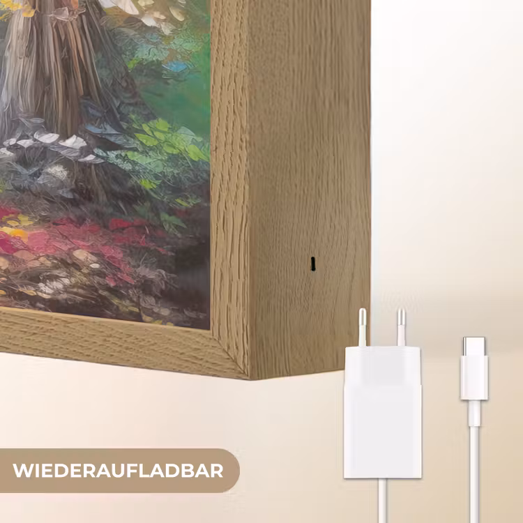 Landschap - Olieverf - Kleurrijk - Natuur Light Box met batterij (Wandlamp) middel -USP_websiteoplaadbaarDE