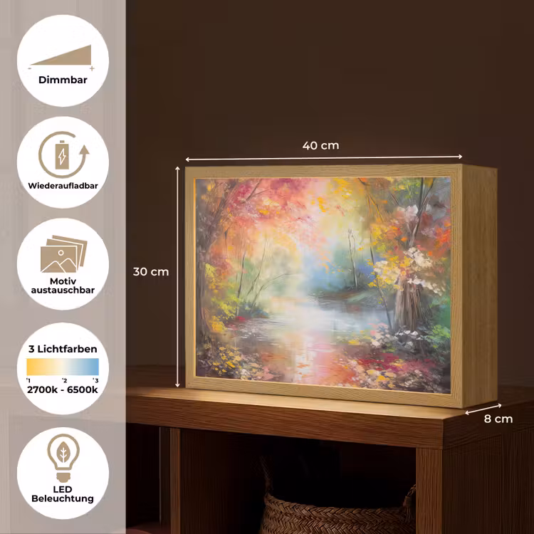 Landschap - Olieverf - Kleurrijk - Natuur Light Box met batterij (Wandlamp) middel -USP_websiteoverzichtDE