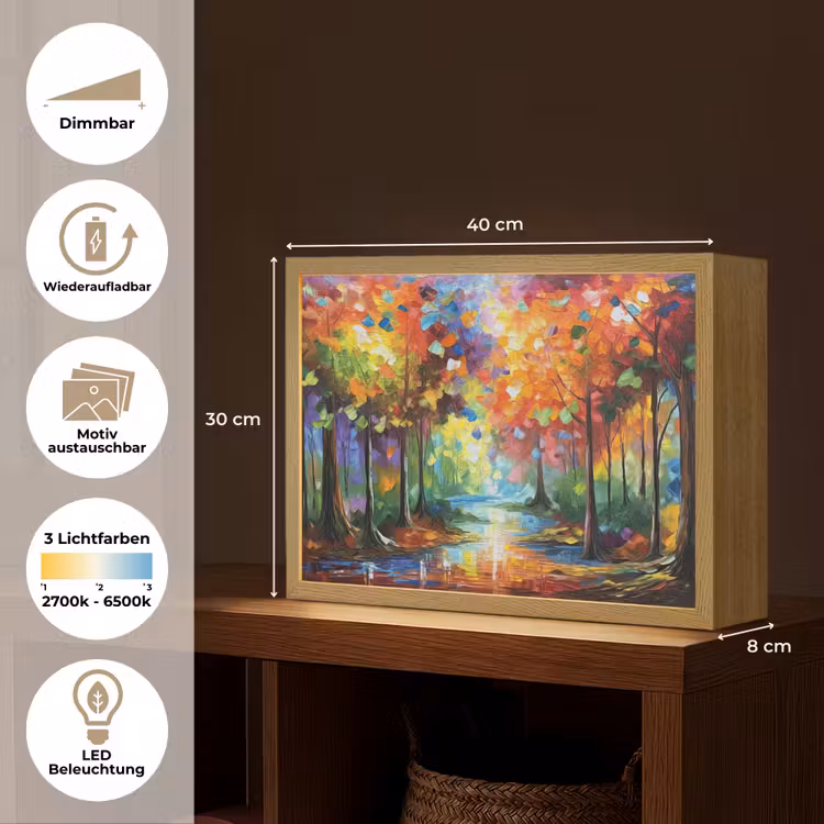 Landschap - Bos - Kleuren - Natuur Light Box met batterij (Wandlamp) middel -USP_websiteoverzichtDE