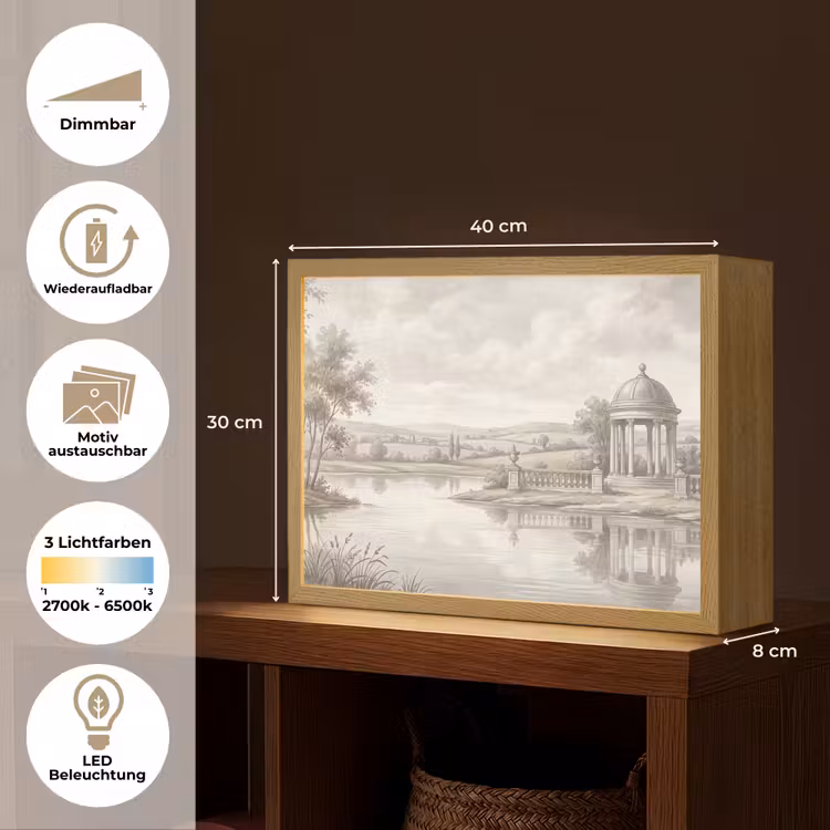 Landschap - Water - Natuur - Sepia Light Box met batterij (Wandlamp) middel -USP_websiteoverzichtDE