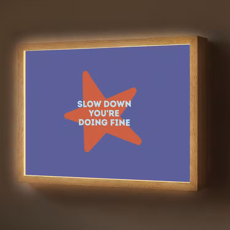 Slow down you're doing fine - Ster - Blauw Light Box met batterij (Wandlamp) middel -z3d_website