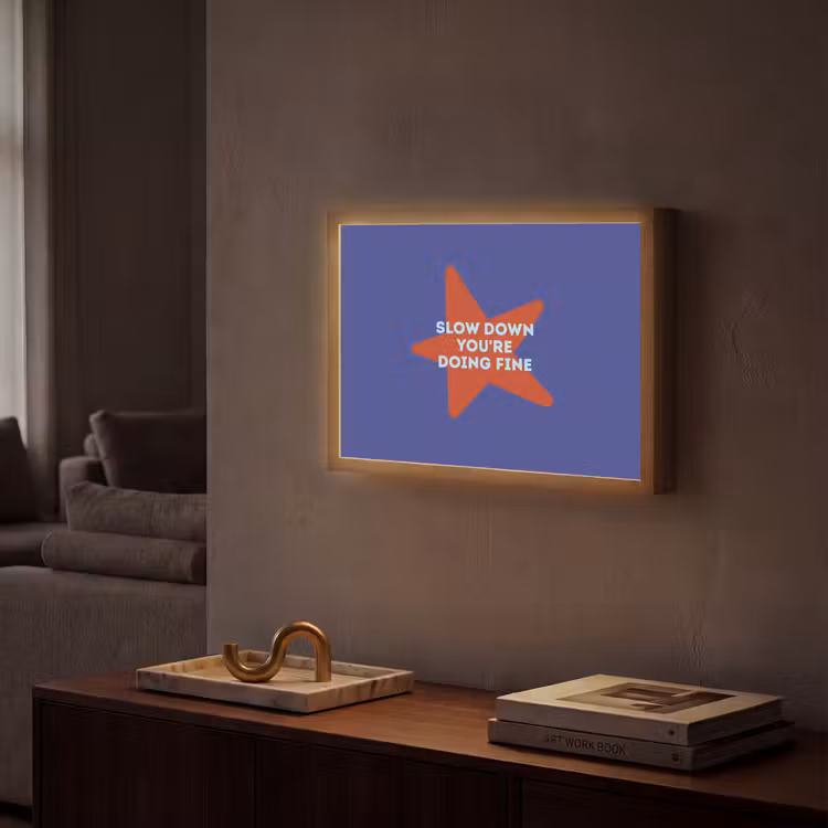 Slow down you're doing fine - Ster - Blauw Light Box met batterij (Wandlamp) middel -sfeer1