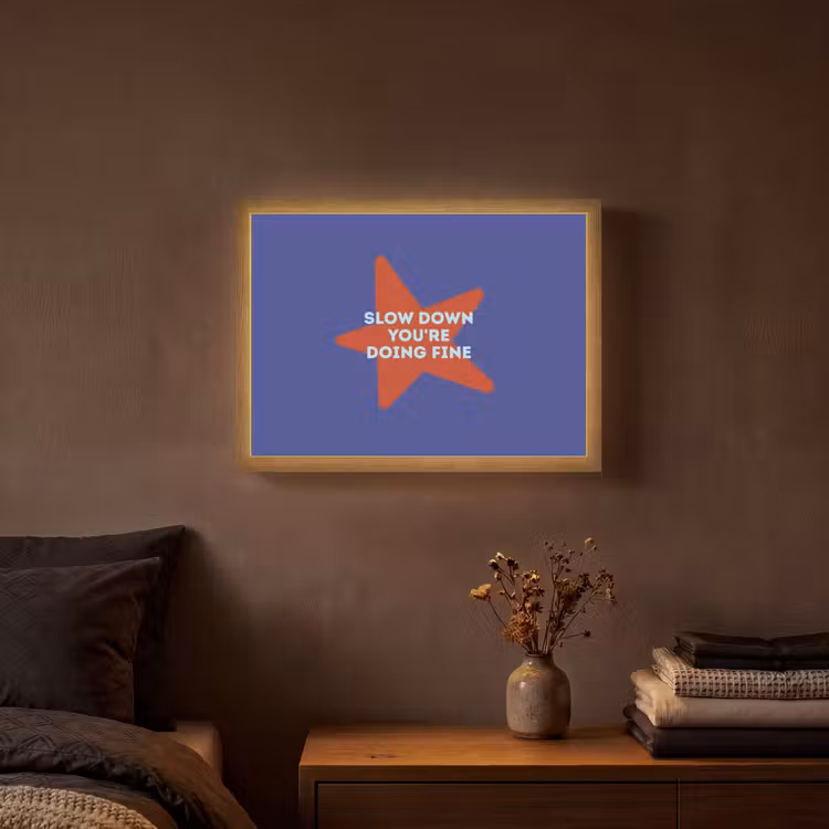 Slow down you're doing fine - Ster - Blauw Light Box met batterij (Wandlamp) middel -sfeer4