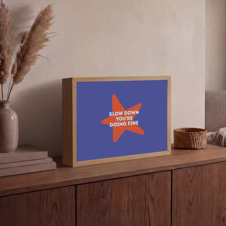 Slow down you're doing fine - Ster - Blauw Light Box met batterij (Wandlamp) middel -sfeer2