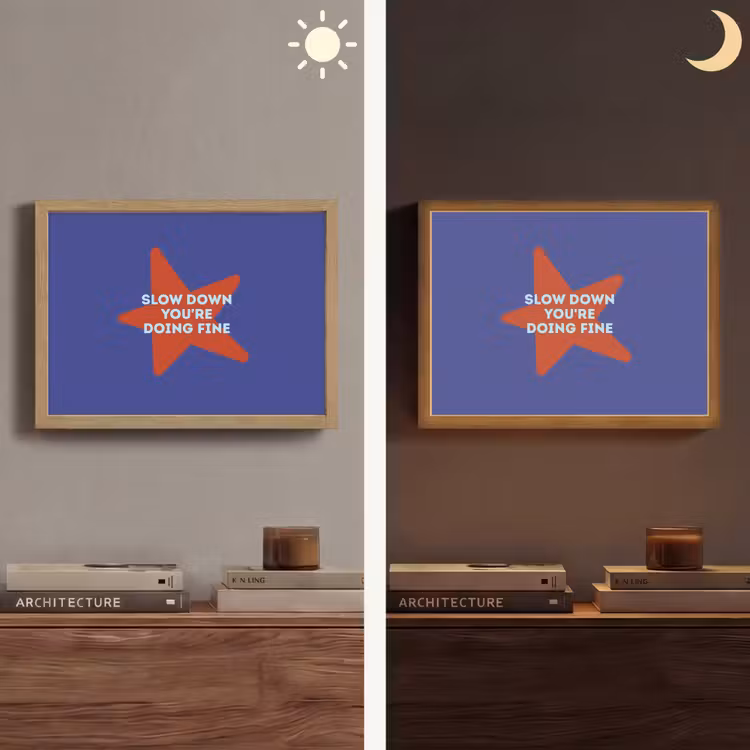Slow down you're doing fine - Ster - Blauw Light Box met batterij (Wandlamp) middel -sfeer3