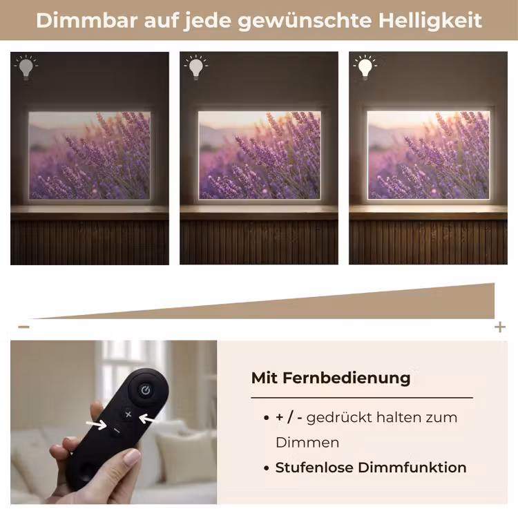 Lavendel - Paars - Zonlicht Light Box met batterij (Wandlamp) middel -USP_dimbaarDE