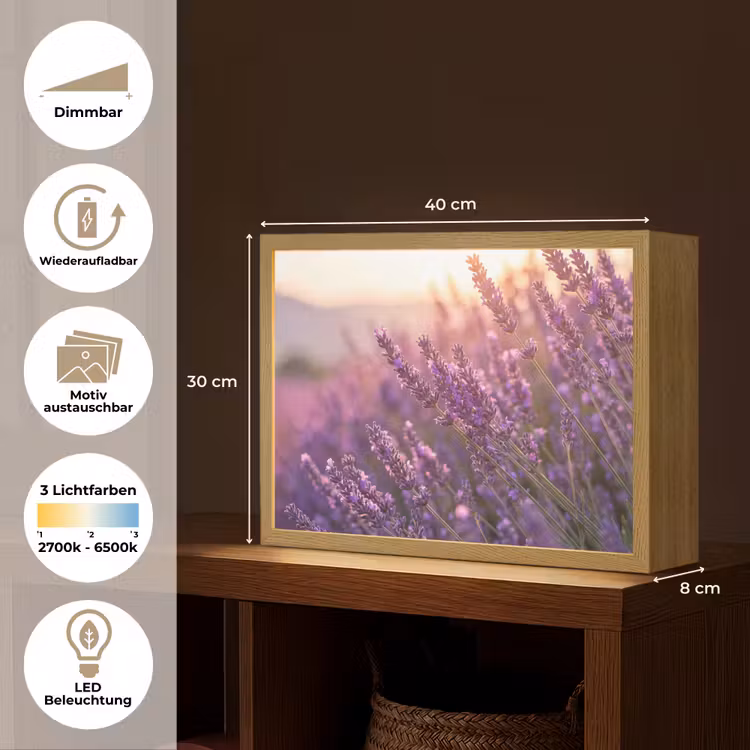 Lavendel - Paars - Zonlicht Light Box met batterij (Wandlamp) middel -USP_websiteoverzichtDE
