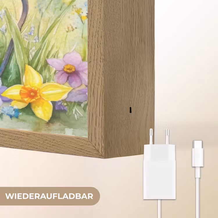Lavendelbloemen - Quote - Gieter Light Box met batterij (Wandlamp) middel -USP_websiteoplaadbaarDE