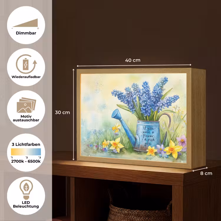 Lavendelbloemen - Quote - Gieter Light Box met batterij (Wandlamp) middel -USP_websiteoverzichtDE