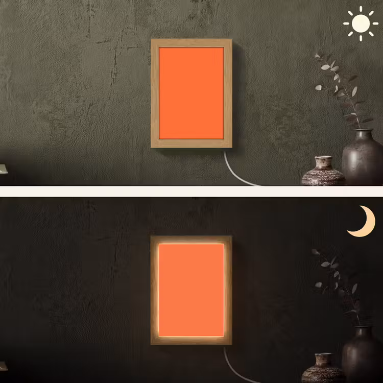 Vivid - Amber - Oranje Light Box met kabel (Wandlamp) klein 929 -sfeer3