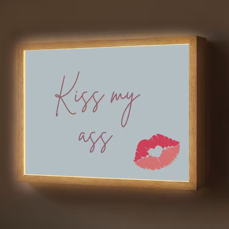 Kiss my ass - Lip - Blauw Light Box met batterij (Wandlamp) middel -z3d_website
