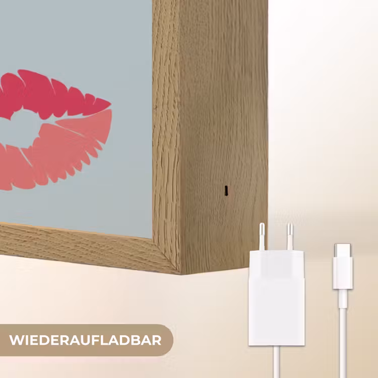 Kiss my ass - Lip - Blauw Light Box met batterij (Wandlamp) middel -USP_websiteoplaadbaarDE
