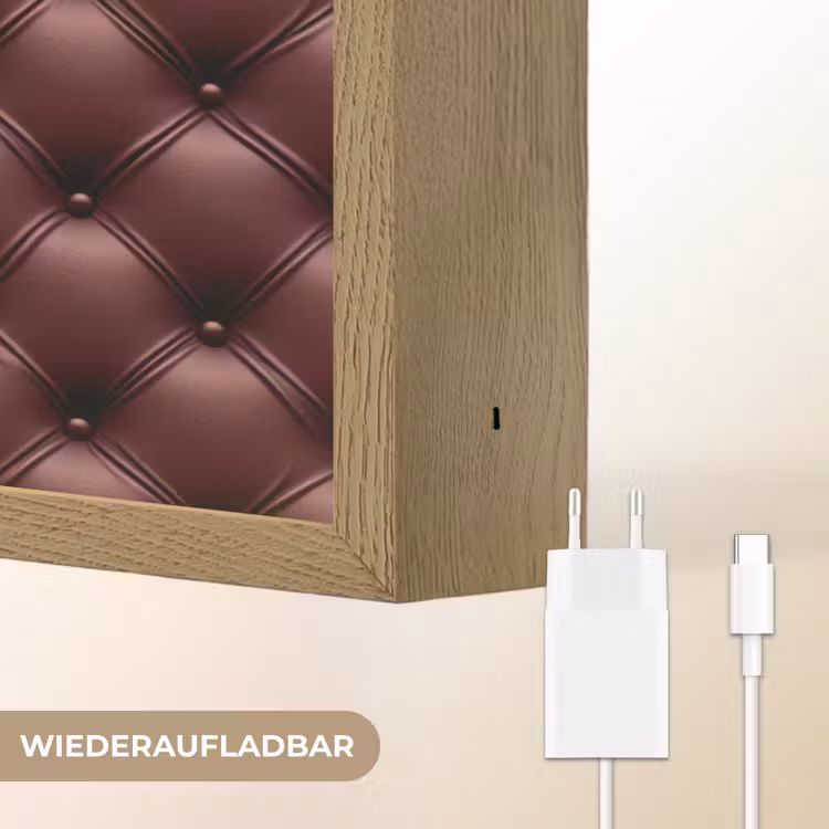 Leer - Patroon - Bordeaux Light Box met batterij (Wandlamp) middel 907 -USP_websiteoplaadbaarDE