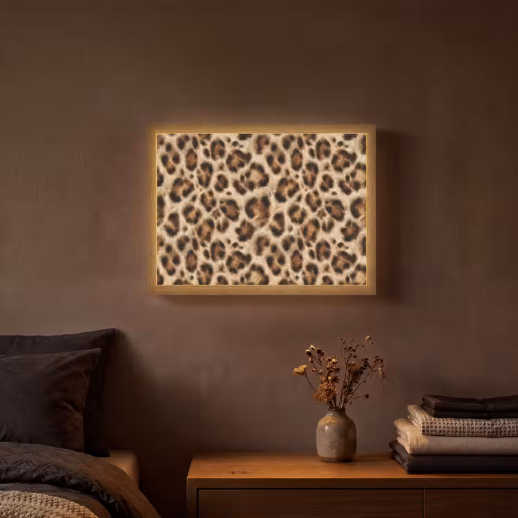 Luipaard - Vacht - Bruin Light Box met batterij (Wandlamp) middel 907 -sfeer4