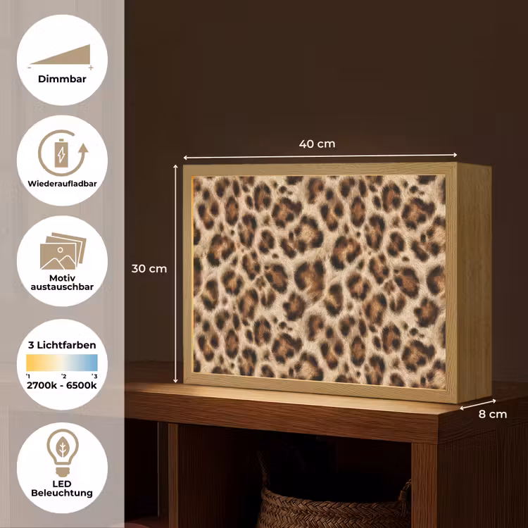 Luipaard - Vacht - Bruin Light Box met batterij (Wandlamp) middel 907 -USP_websiteoverzichtDE