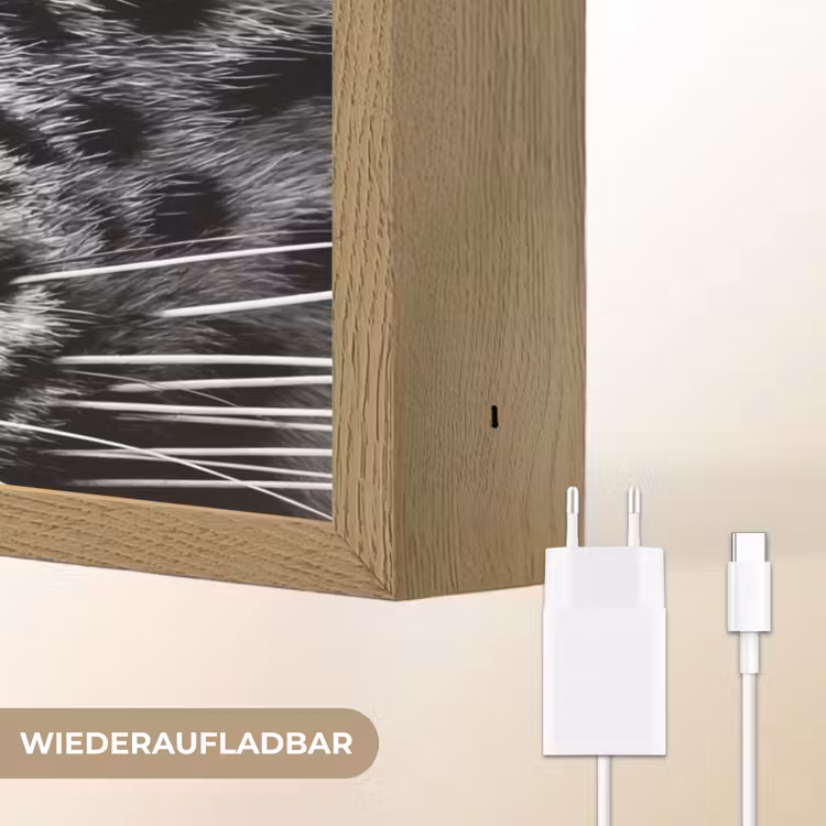 Luipaard - Zwart - Wit - Oog Light Box met batterij (Wandlamp) middel -USP_websiteoplaadbaarDE