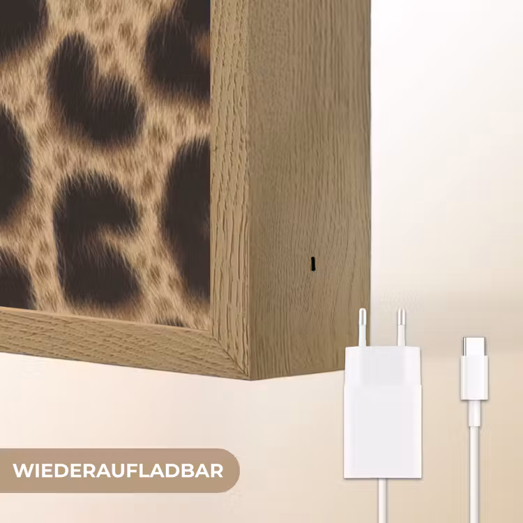 Luipaardprint - Bruin - Courage - Sierlijk Light Box met batterij (Wandlamp) middel -USP_websiteoplaadbaarDE