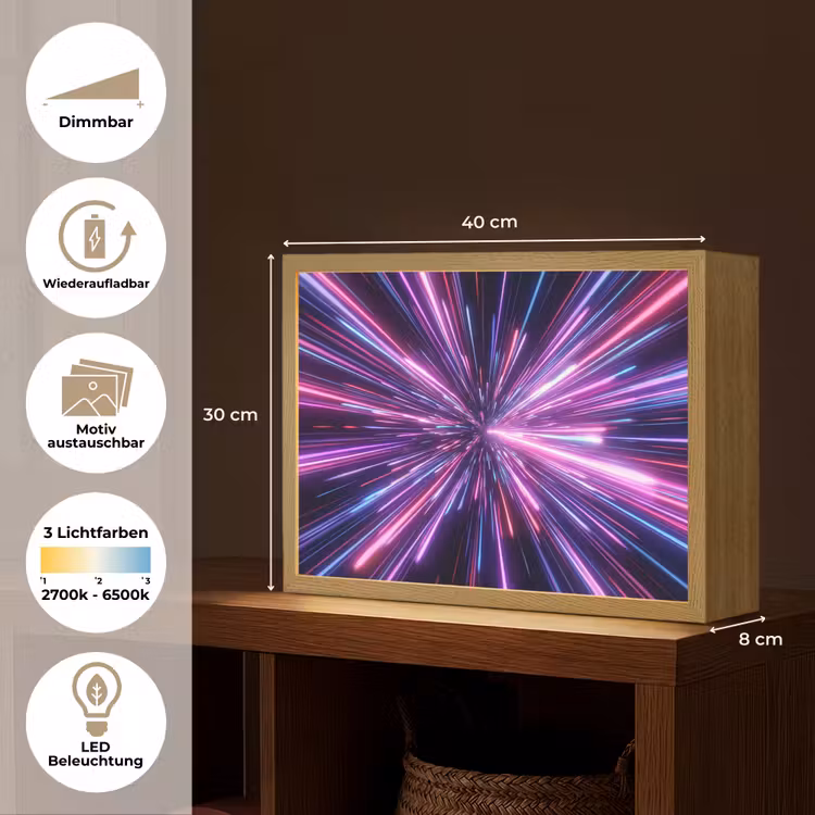 Lichtsnelheid - Ruimte - Roze - Paars Light Box met batterij (Wandlamp) middel -USP_websiteoverzichtDE