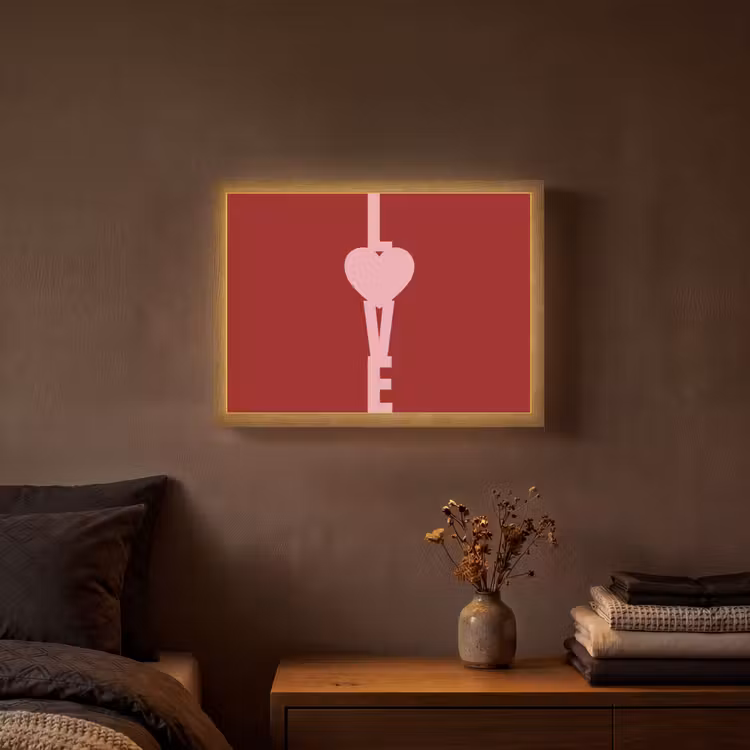 Love - Hart - Rood Light Box met batterij (Wandlamp) middel -sfeer4