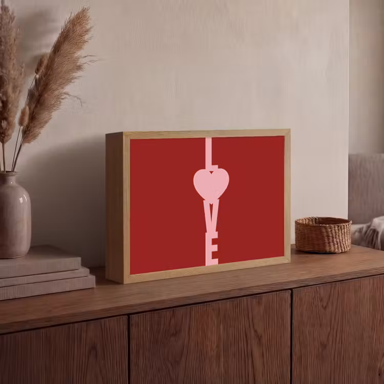 Love - Hart - Rood Light Box met batterij (Wandlamp) middel -sfeer2