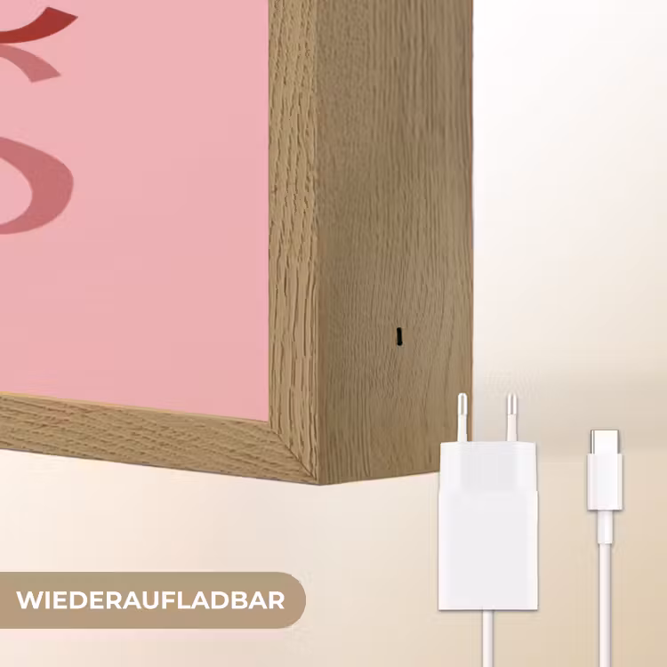 Love - Roze - Spiegeling Light Box met batterij (Wandlamp) middel -USP_websiteoplaadbaarDE