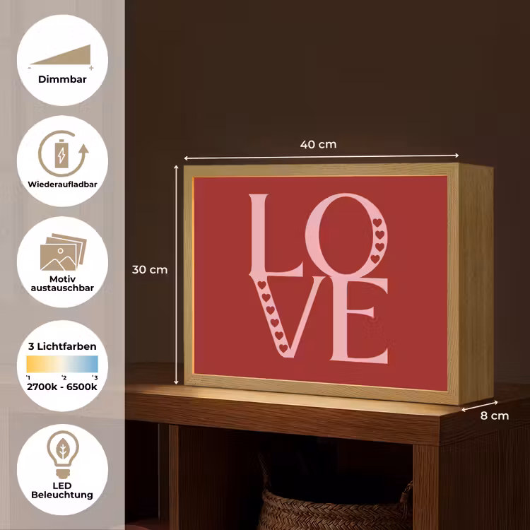 Love - Rood - Hatjes Light Box met batterij (Wandlamp) middel -USP_websiteoverzichtDE