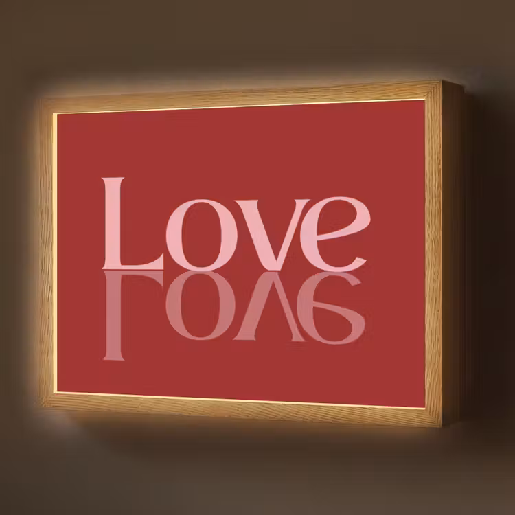 Love - Spiegeling - Rood Light Box met batterij (Wandlamp) middel -z3d_website