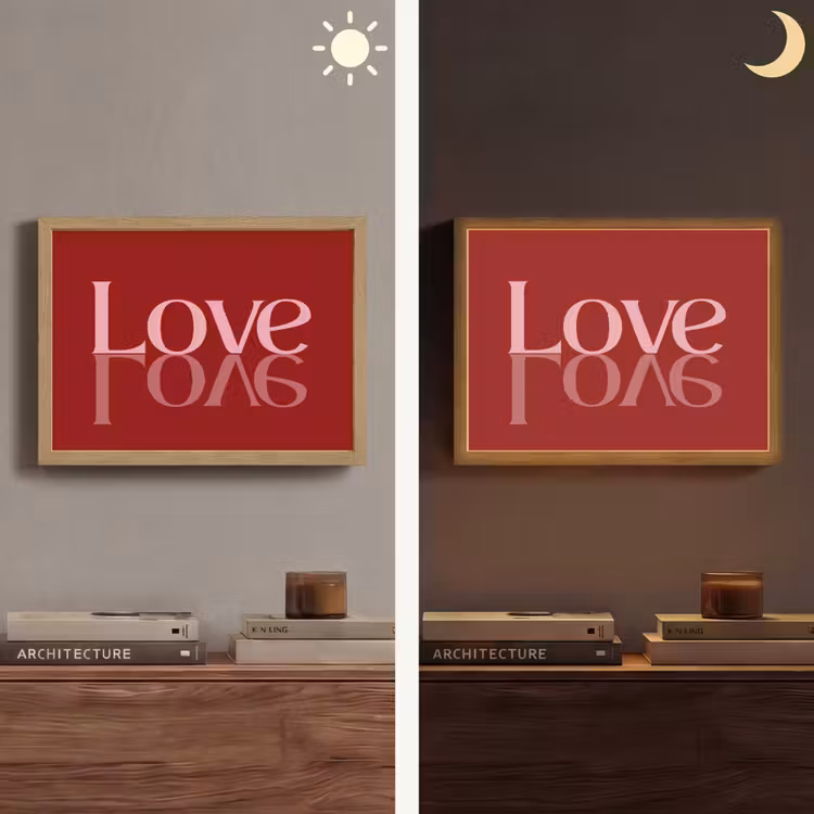 Love - Spiegeling - Rood Light Box met batterij (Wandlamp) middel -sfeer3
