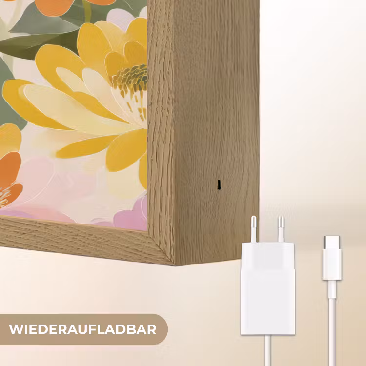 Lelies - Aquarel - Pastel Light Box met batterij (Wandlamp) middel 907 -USP_websiteoplaadbaarDE