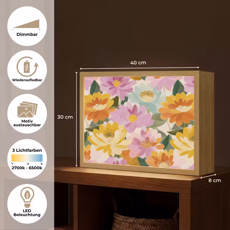 Lelies - Aquarel - Pastel Light Box met batterij (Wandlamp) middel 907 -USP_websiteoverzichtDE