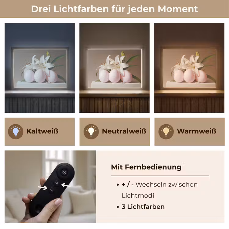 Lelies - Eieren - Pasen Light Box met batterij (Wandlamp) middel -USP_lichtkleurDE