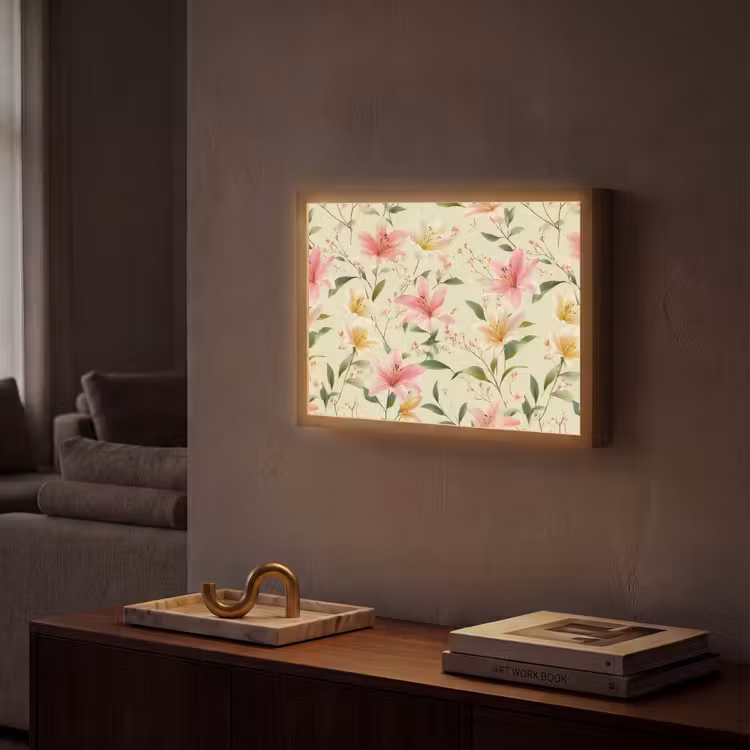 Lelies - Sereen - Kleurrijk Light Box met batterij (Wandlamp) middel 907 -sfeer1