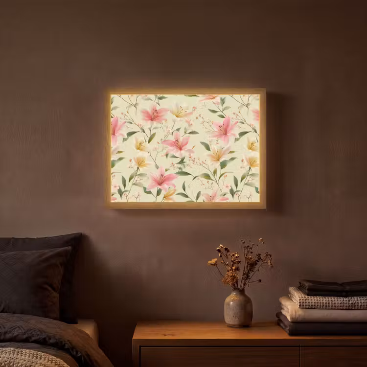 Lelies - Sereen - Kleurrijk Light Box met batterij (Wandlamp) middel 907 -sfeer4
