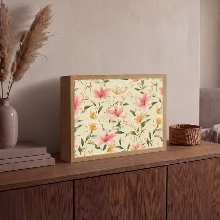 Lelies - Sereen - Kleurrijk Light Box met batterij (Wandlamp) middel 907 -sfeer2
