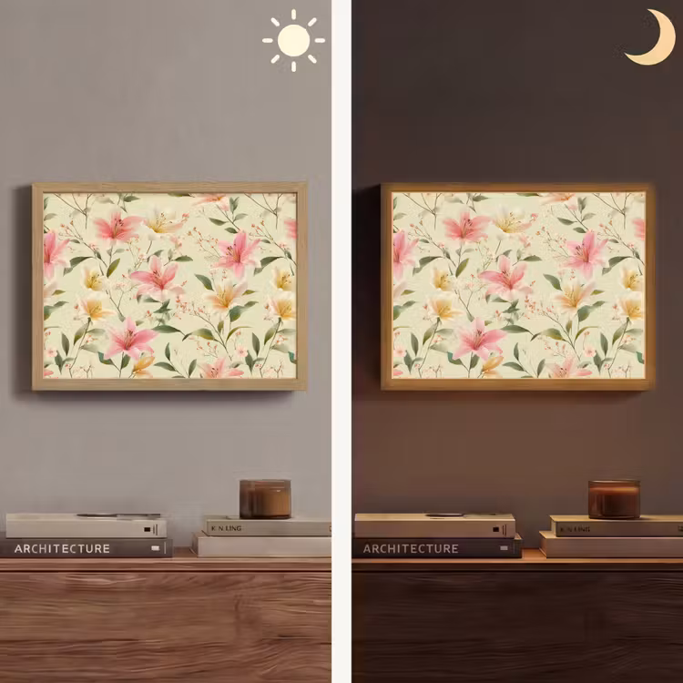 Lelies - Sereen - Kleurrijk Light Box met batterij (Wandlamp) middel 907 -sfeer3