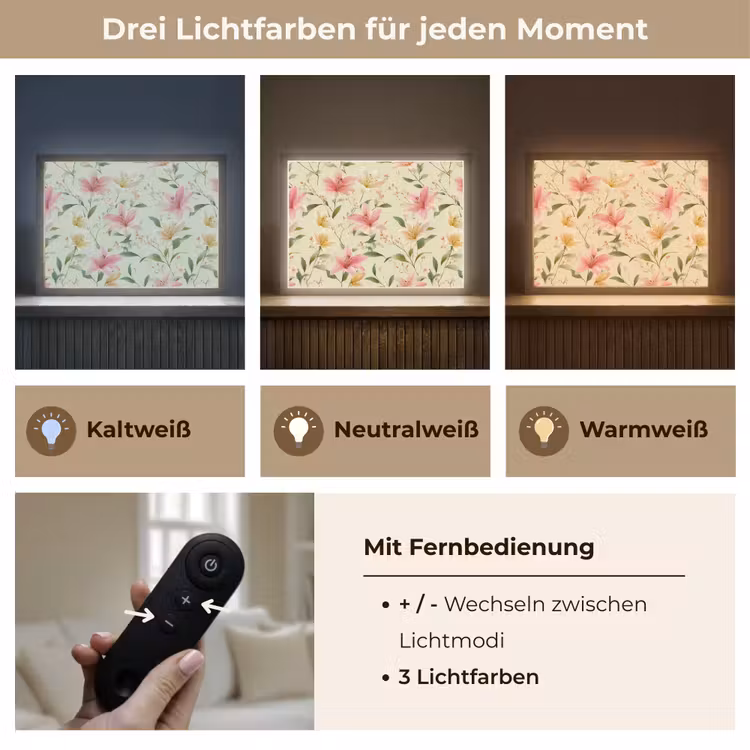 Lelies - Sereen - Kleurrijk Light Box met batterij (Wandlamp) middel 907 -USP_lichtkleurDE