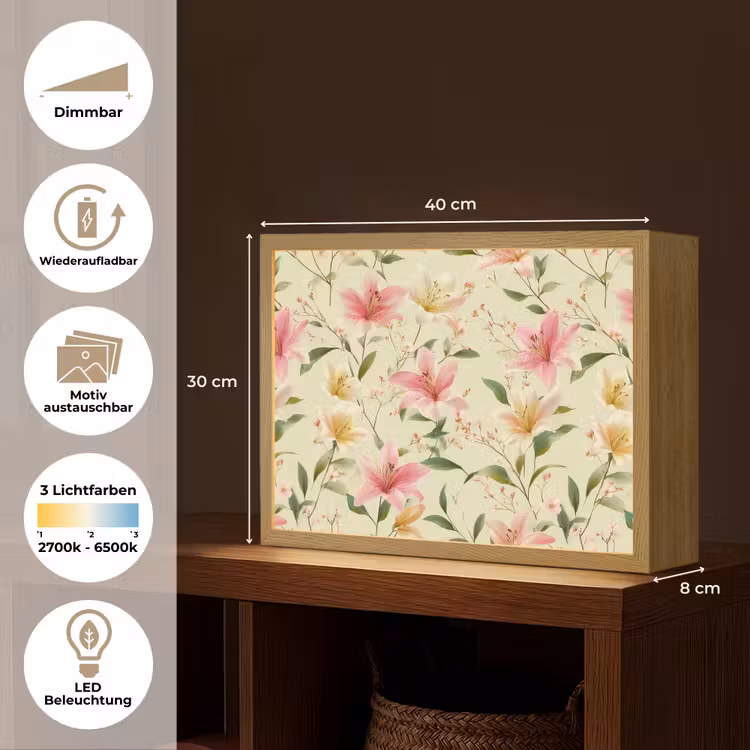 Lelies - Sereen - Kleurrijk Light Box met batterij (Wandlamp) middel 907 -USP_websiteoverzichtDE