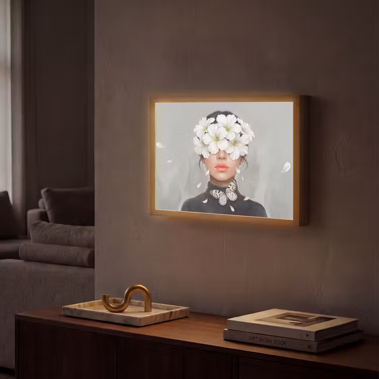 Lelies - Portret - Wit Light Box met batterij (Wandlamp) middel -sfeer1